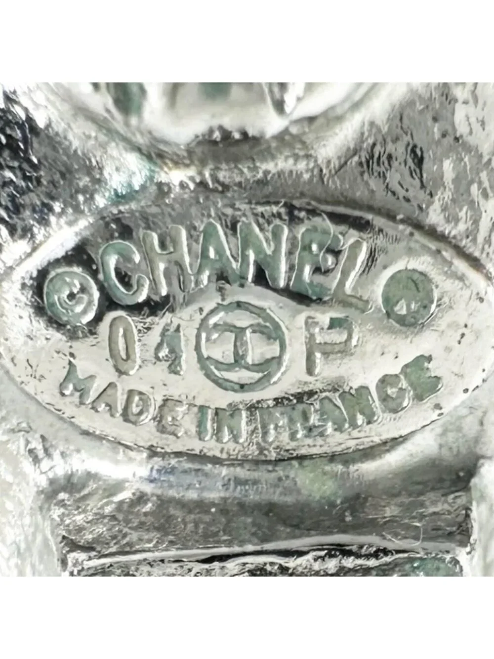 Chanel CC Logo Clover Crystal Silver Pink Beige Earrings